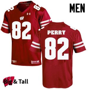 Men's Wisconsin Badgers NCAA #82 Emmet Perry Red Authentic Under Armour Big & Tall Stitched College Football Jersey DY31E28HV